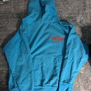Boys Lie Blue Hoodie with Orange Emblem, ONE SIZE, Very Over Sized